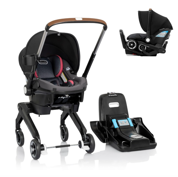 Evenflo Shyft Dual Ride Infant Car Seat Stroller Combo, 2024, Sylva Pink, with Carryall Storage