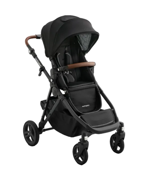 Mockingbird Single to Double 3.0 Stroller, 2025, Black Windowpane, Charcoal with Penny Leather