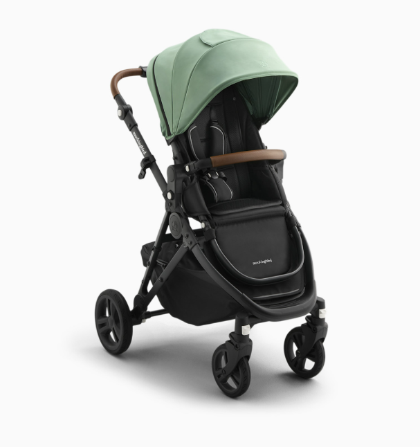 Mockingbird Single 3.0 Stroller, 2025, Charcoal with Penny Leather, Sage