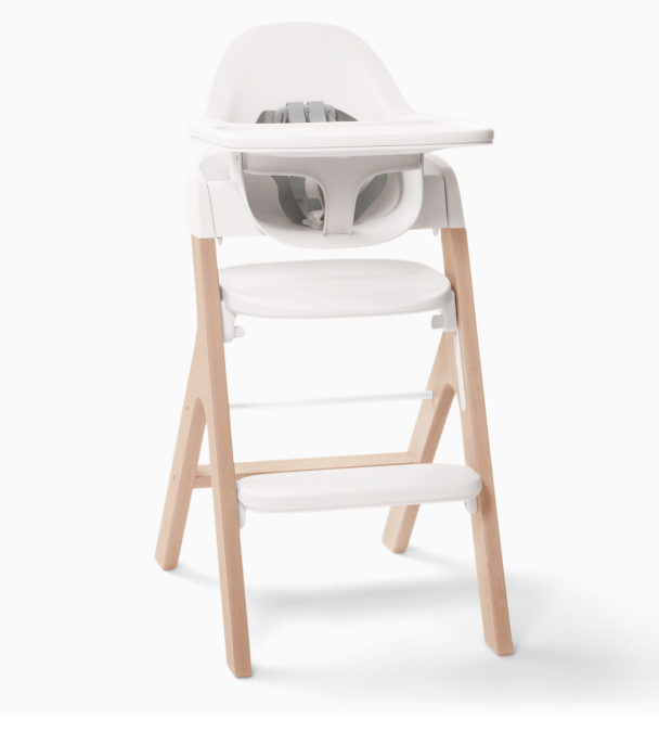 Mockingbird High Chair, Natural Beech, White