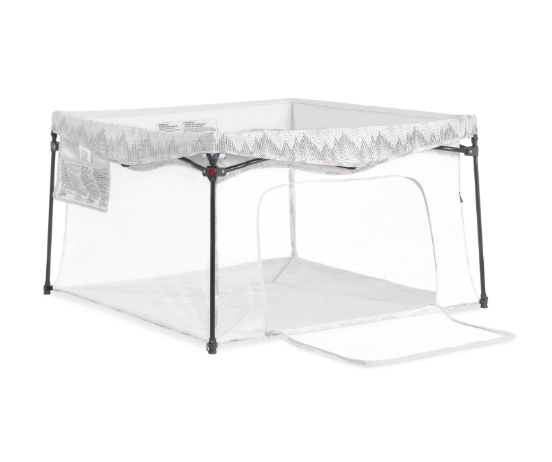 Dream On Me Ziggy Square Baby Playpen, Dove White, No Canopy