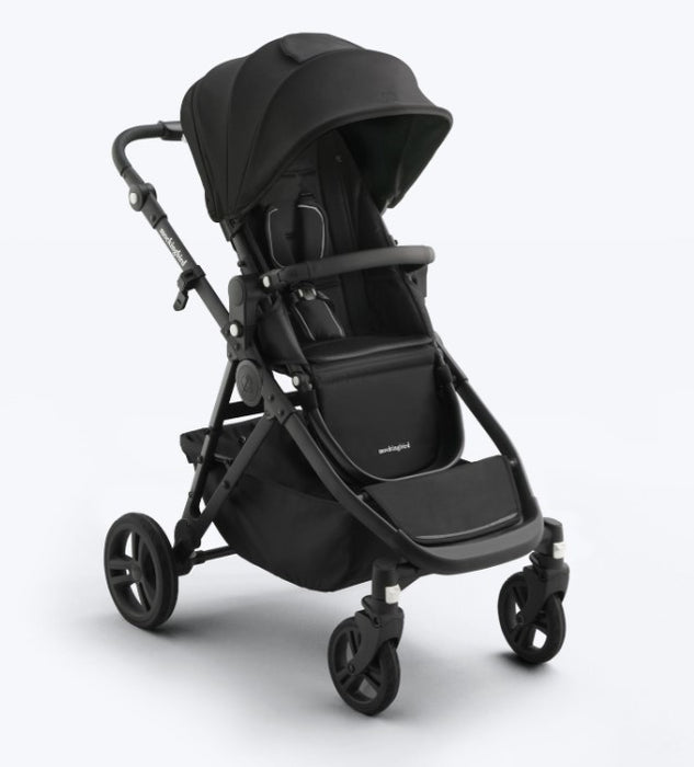 Mockingbird Single to Double 3.0 Stroller, 2026, Charcoal with Black Leather, Solid Black