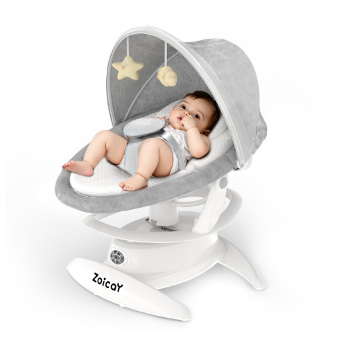 Shop Zoicay 3-in-1 Baby Swing with 5-speed BT Motion Detection, Grey/White at GoodBuy Gear