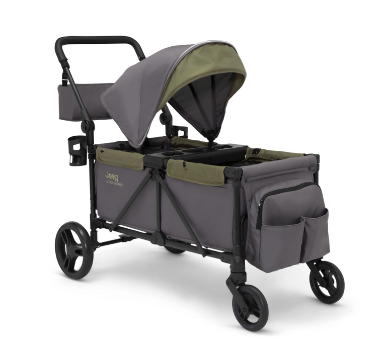 Delta Children Jeep Sport All-Terrain Stroller Wagon, Grey with Olive Green