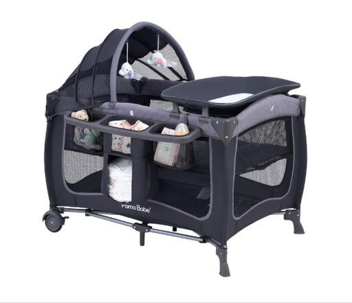 Shop Pamo Babe Portable Crib Playard with Canopy and Changing Table, Grey at GoodBuy Gear
