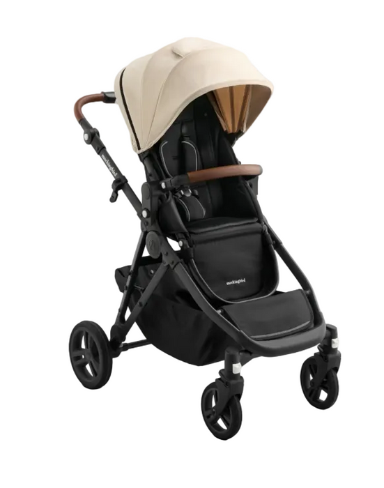 Mockingbird Single to Double 3.0 Stroller, 2025, Oat, Charcoal with Penny Leather
