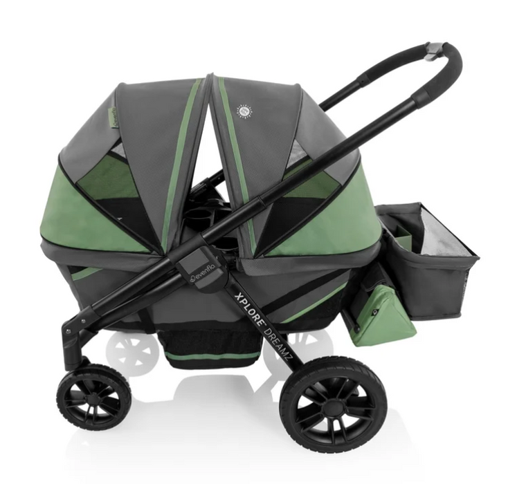 Evenflo Pivot Xplore Dreamz All-Terrain Stroller Wagon with Bassinet Insert, 2023, Voyager Green
