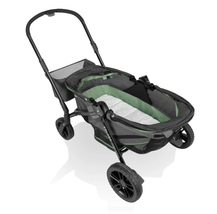 Evenflo Pivot Xplore Dreamz All-Terrain Stroller Wagon with Bassinet Insert, 2023, Voyager Green