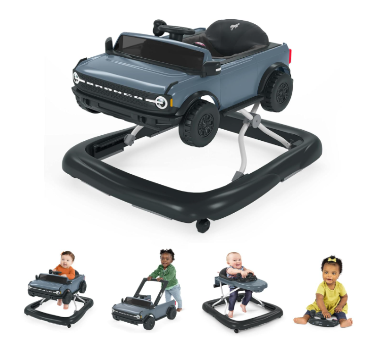 Bright Starts Ways To Play 4-In-1 Baby Activity Walker, Blue Grey, Ford Bronco