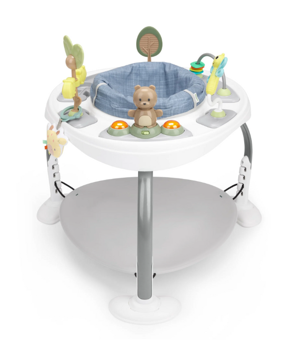 Ingenuity Bounce to Bloom 2-in-1 Activity Jumper & Table, Chambray