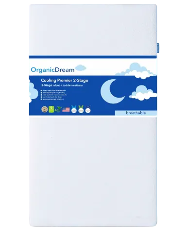 Organic Dream Cooling Premier 2-Stage Crib and Toddler Mattress, White