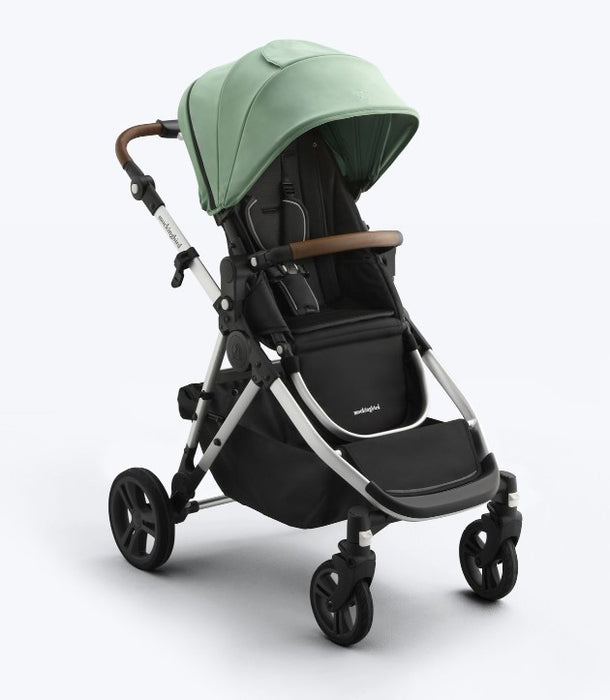 Mockingbird Single to Double 3.0 Stroller, 2025, Sage, Silver with Penny Leather