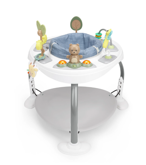 Ingenuity Bounce to Bloom 2-in-1 Activity Jumper & Table, Chambray