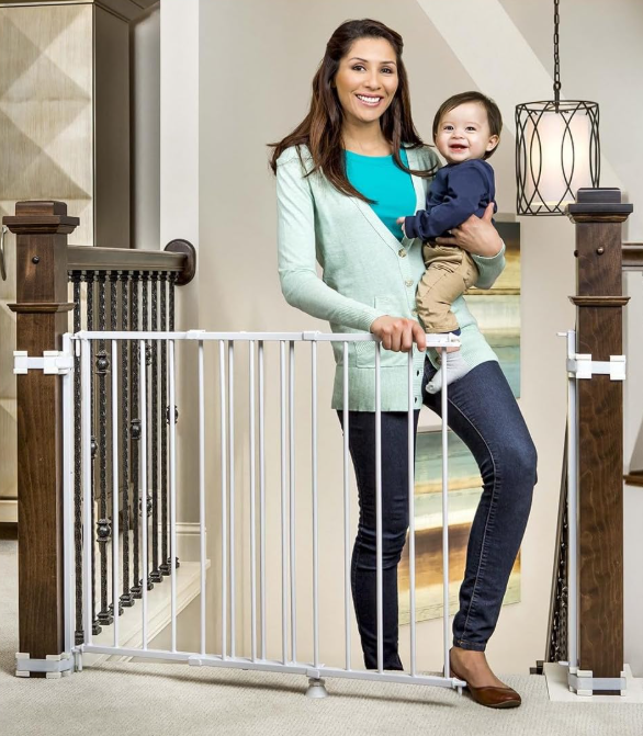 Regalo Top Of Stairs Baby Gate, 29-43"W x 30.5"H, White