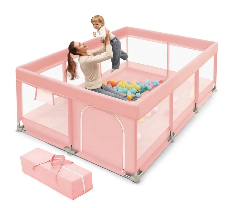 Babyeap Baby Playpen Large Play Yard Fence for Toddlers, 71"x50", Pink