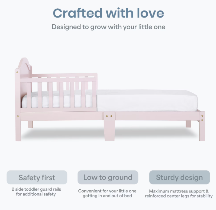 Dream On Me Sydney Toddler Bed, Pink Blush
