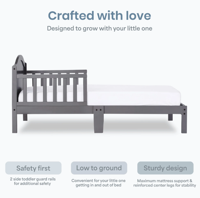 Dream On Me Sydney Toddler Bed, Storm Grey