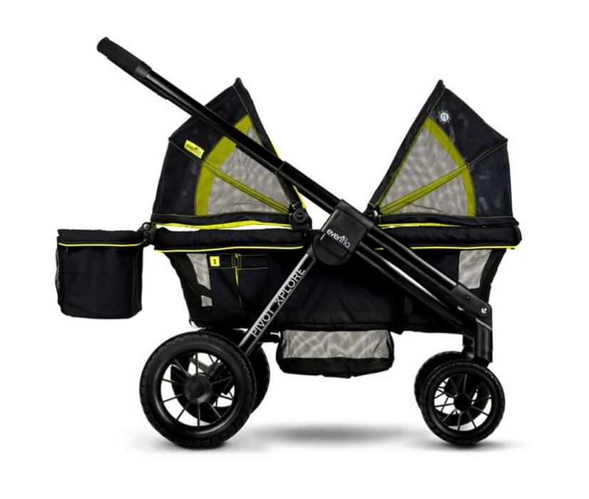 Evenflo Pivot Xplore All-Terrain Double Stroller Wagon, 2022, Wayfarer Black