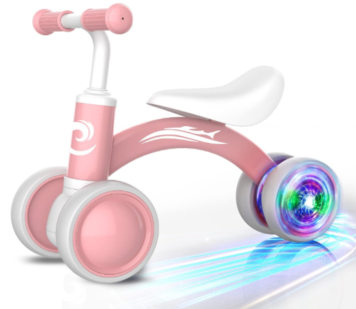 Gamfeiny Colorful Lighting Balance Bike, Pink