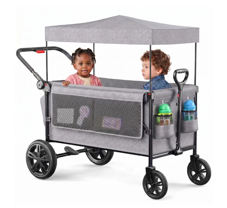 Sacvon All-Terrain Stroller Wagon with Canopy, Light Gray