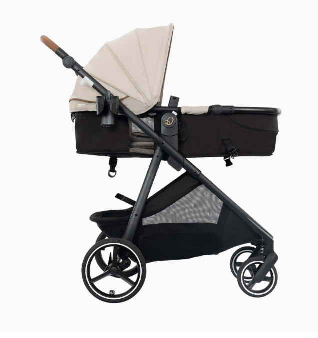 Evenflo Shyft Intuiti+ Stroller, Champagne, 2025, Green & Gentle Fabric