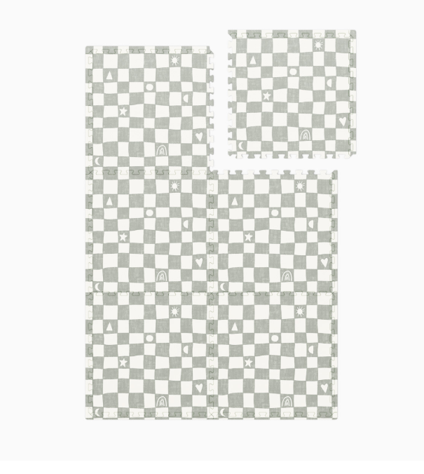 Lalo Play Mat, 4x6, Sage Checkered