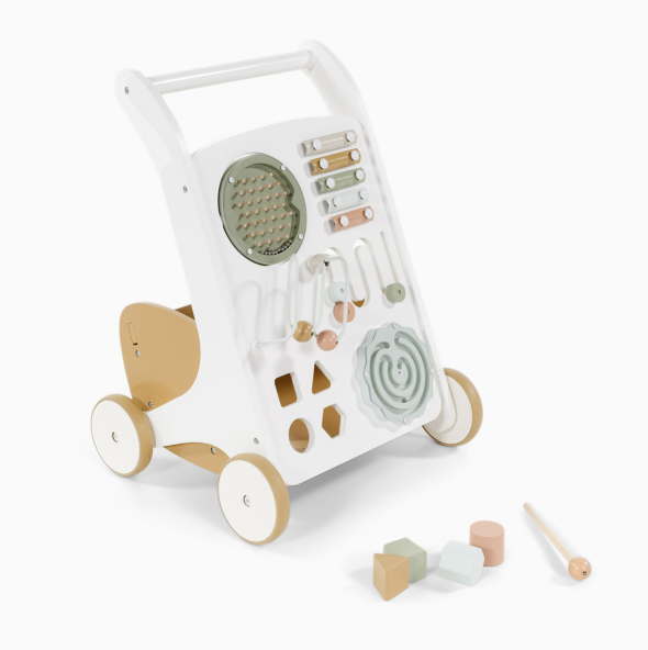 Gathre Wooden Activity Walker with Blocks, Biscotti