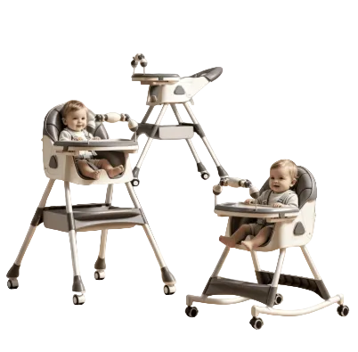 YOUYOVE 6-in-1 Convertible High Chair, Grey/White