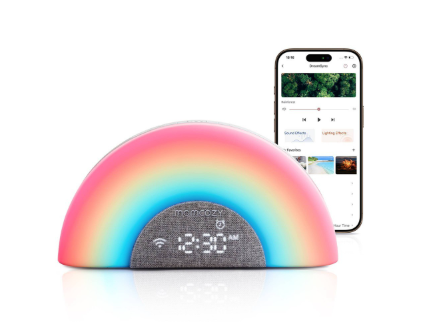 Momcozy DreamSync Smart Baby Sound Machine with Rainbow Light, Smart App Control