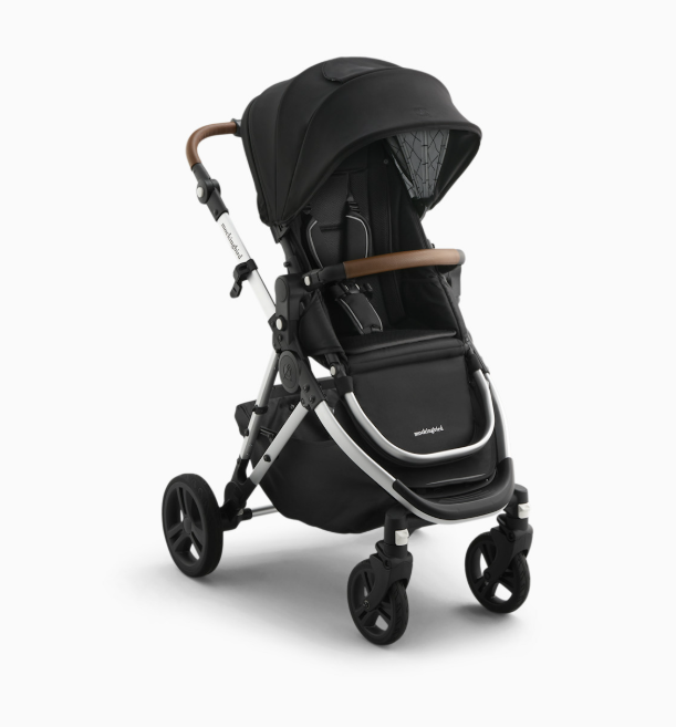 Mockingbird Single 3.0 Stroller, 2026, Black Windowpane, Silver with Penny Leather