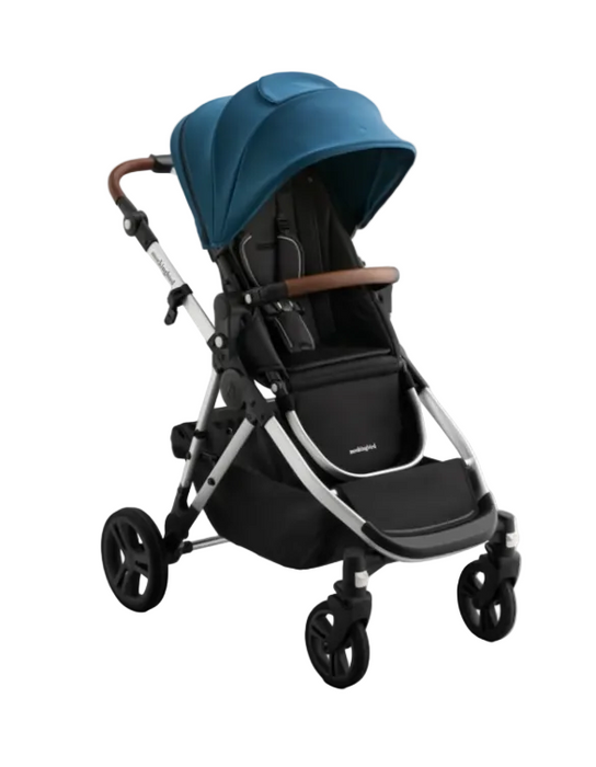 Mockingbird Single to Double 3.0 Stroller, 2025, Sea, Silver with Penny Leather