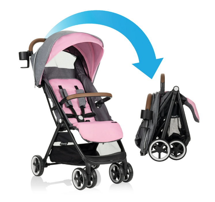 Evenflo GOLD Otto Self-Folding Lightweight Travel Stroller, 2022, Opal Pink