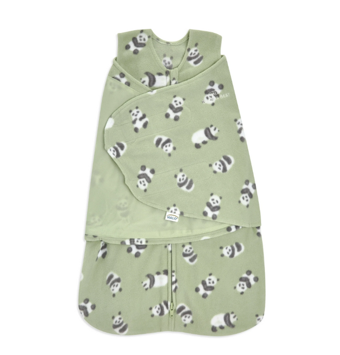 Halo Micro-Fleece Swaddle, Small, Cozy Pandas