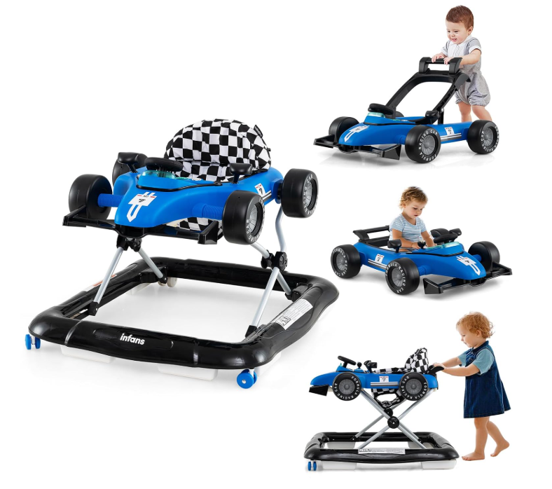 Infans 4-in-1 Foldable Activity Push Walker, Blue/Black