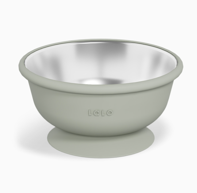 Lalo Stainless Suction Bowl, Sage