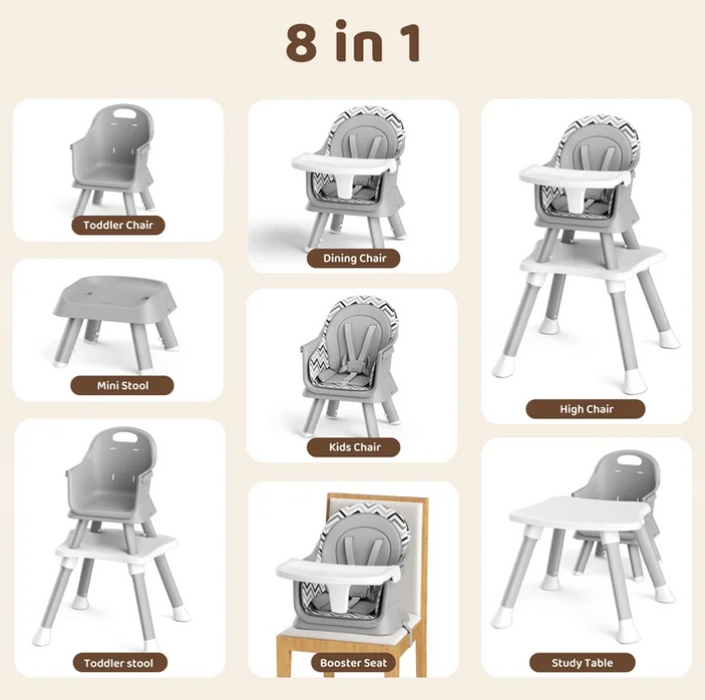 AILEEKISS 8 in 1 Baby High Chair, Chevron