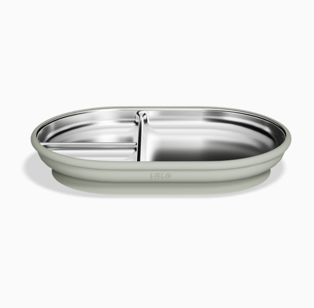 Lalo Stainless Suction Plate, Sage