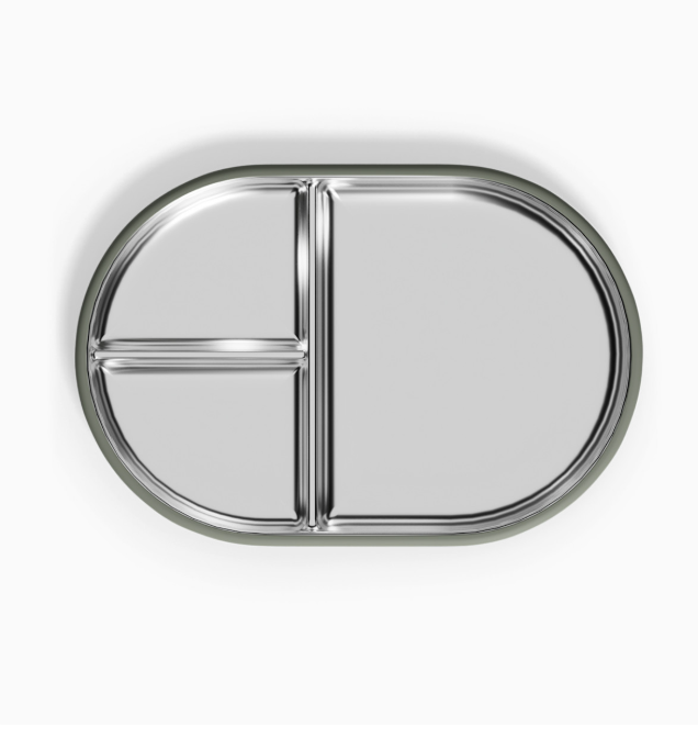 Lalo Stainless Suction Plate, Sage