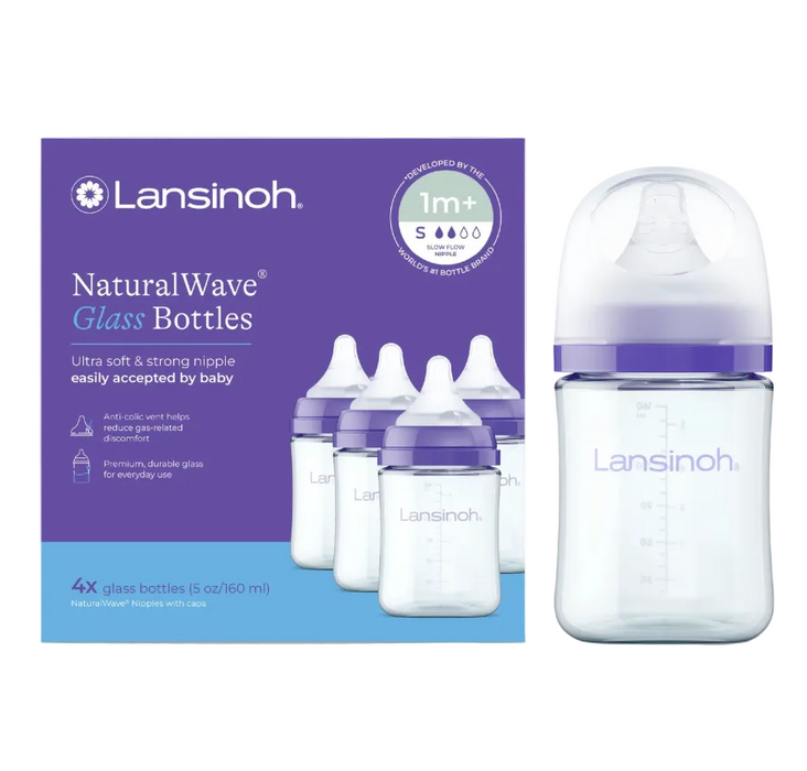 Shop Lansinoh Natural Wave Glass Baby Bottles 4 pack, 5 oz at GoodBuy Gear