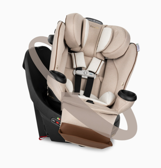 Evenflo Revolve 360 Extend All-in-One Rotating Car Seat with Green & Gentle Fabric, Champagne, 2024