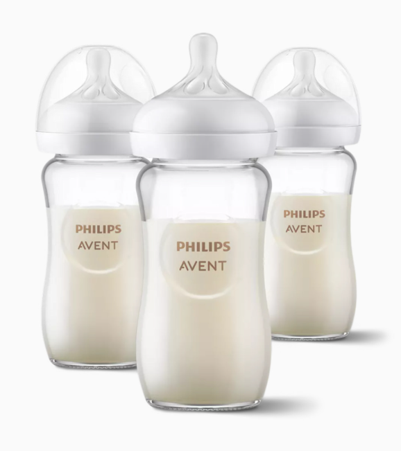 Philips Avent Natural Glass Baby Bottles, 8oz, 3 Pack