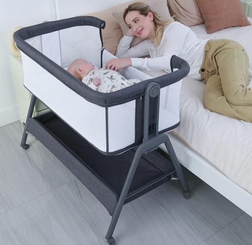 Shop Angelbliss Baby Bassinet Bedside Crib, Grey at GoodBuy Gear