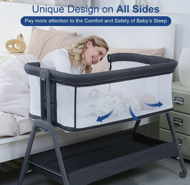 Shop Angelbliss Baby Bassinet Bedside Crib, Grey - HIDDEN SR 7/9 at GoodBuy Gear