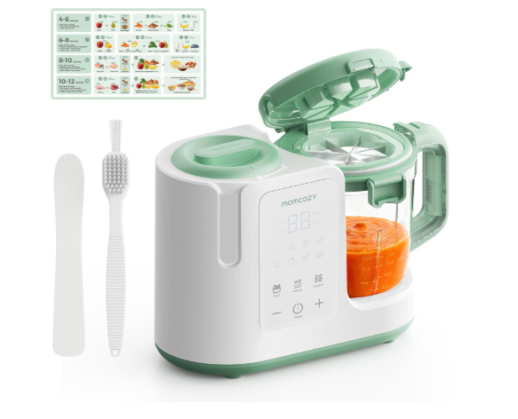 Momcozy AutoMeal Baby Food Maker, White/Green