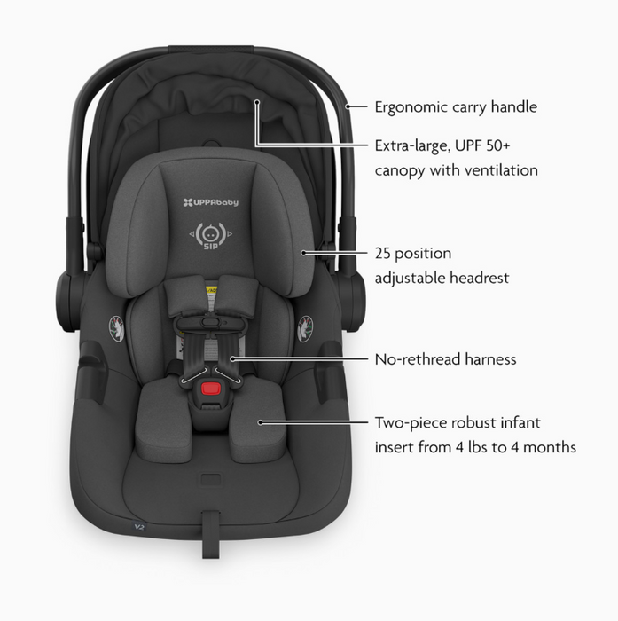 UPPAbaby Aria V2 Infant Car Seat, 2026, Jake (Charcoal/Black Leather)