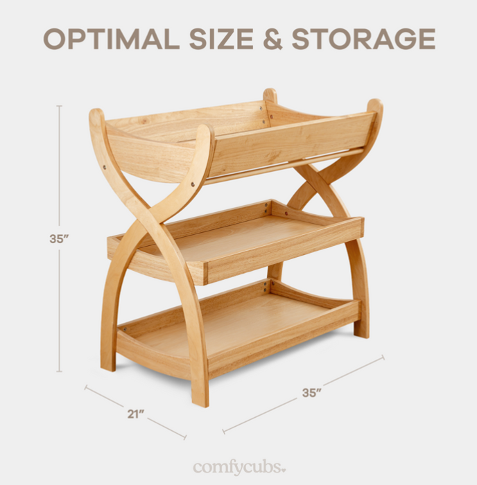 Comfy Cubs Baby Changing Table, Natural Wood