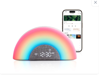 Momcozy DreamSync Smart Baby Sound Machine with Rainbow Light, Smart App Control