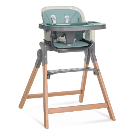 Evolur Tiny Throne 2 in 1 Highchair, Matcha Green