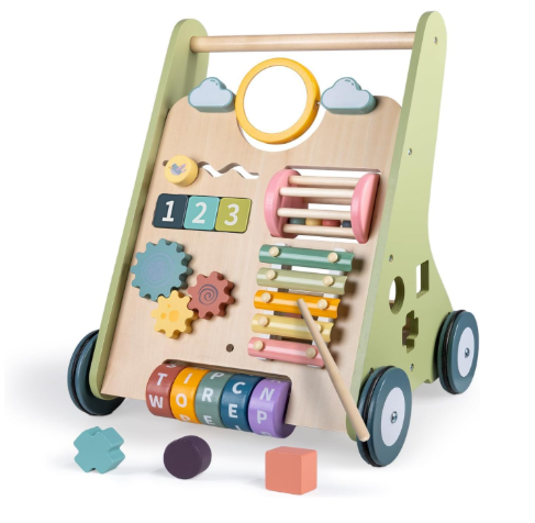 Lol Fun Wooden Baby Push Walker, Green