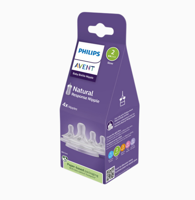 Philips Avent Natural Baby Bottle Nipples, 4-Pack, Flow 2